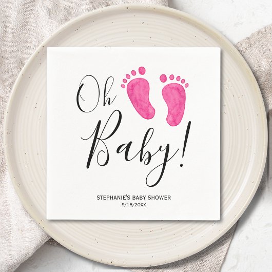 Oh Baby Pink Feet Babydusche Serviette