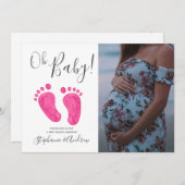 Oh Baby Pink Feet Foto Girl Babydusche Einladung (Vorne/Hinten)