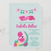 Oh baby Pink Flamingo Baby Dusche Einladung (Vorne/Hinten)