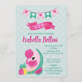 Oh baby Pink Flamingo Baby Dusche Einladung