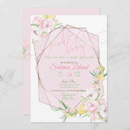 Oh Baby Pink Floral Baby Dusche Kristallrahmen Einladung