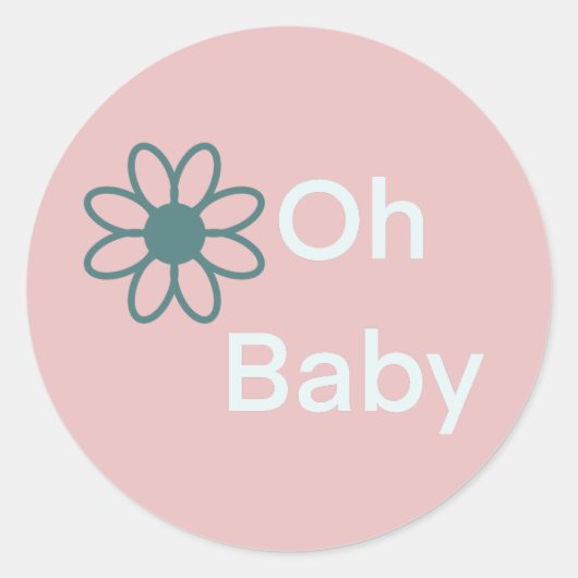 Oh Baby Pink Floral Daisy Classic Round Sticker (Vorderseite)