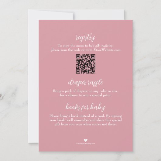 Oh, Baby! Pink Girl Baby Dusche QR Code Einladung (Rückseite)