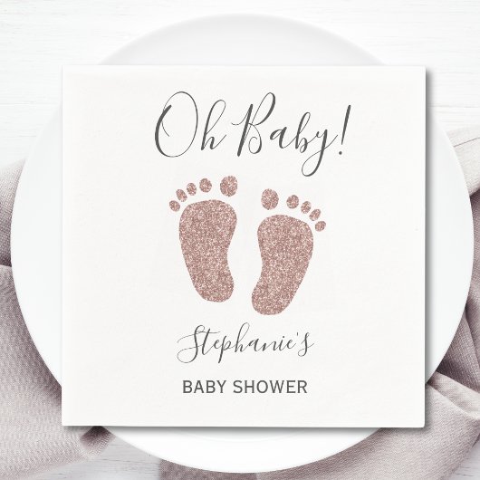 Oh Baby Pink Glitzer Babydusche Napkins Serviette