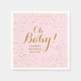 Oh, Baby! Pink & Gold Confetti Babydusche Napkins Serviette