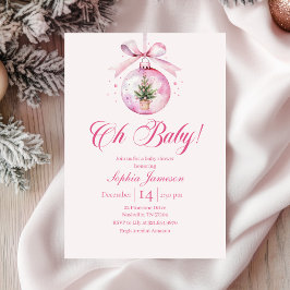 Oh Baby Pink Holiday Baby Shower Einladung