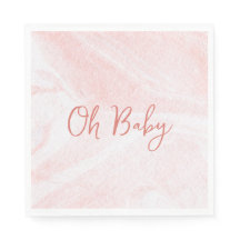 Oh Baby Pink Marble Girl Babydusche Papier Napkin