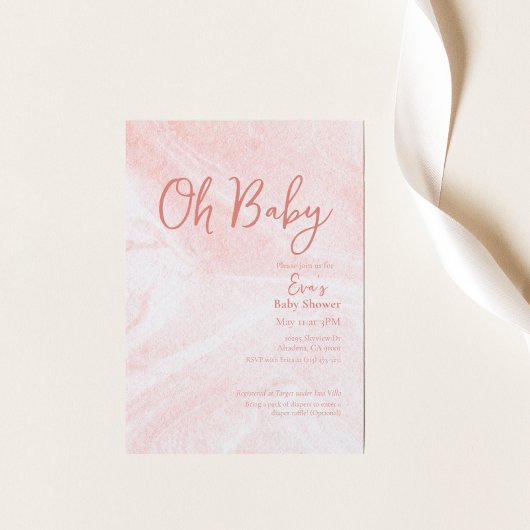 Oh Baby Pink Marble Girl Dusche Einladung