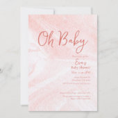 Oh Baby Pink Marble Girl Dusche Einladung (Vorderseite)