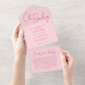 Oh Baby Pink Minimal Baby Dusche All In One Einladung (Abreißen)