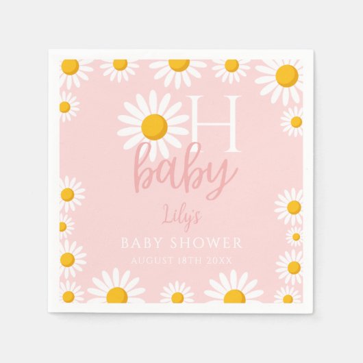 Oh Baby Pink Modern Daisy Baby Dusche Serviette (Vorderseite)