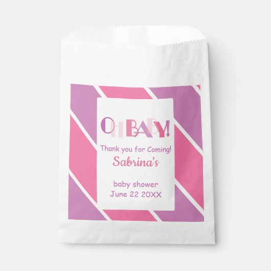Oh Baby Pink Moderne Babydusche Gefallen Tasche Geschenktütchen (Vorderseite)