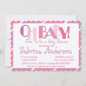 Oh Baby Pink Moderne Whimsical Baby Dusche Einladung (Vorderseite)