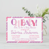Oh Baby Pink Moderne Whimsical Baby Dusche Einladung (Stehend Vorderseite)