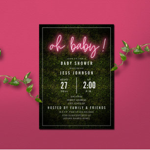 Oh Baby Pink Neon Boxwood Baby Dusche Einladung