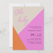 Oh Baby Pink Orange Tricolor Einfache Babydusche Einladung (Vorderseite)