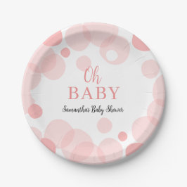 Oh Baby pink Polka Dots Girl Baby Dusche Pappteller