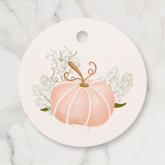 Oh Baby pink pumpkin floral chic baby shower Geschenkanhänger (Rückseite)