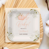 Oh Baby pink pumpkin floral chic baby shower Pappteller