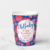 Oh Baby Pink Red Sweethearst Baby Dusche Blue Pappbecher (Rückseite)