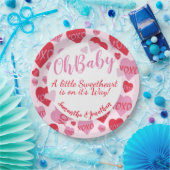 Oh Baby Pink Red Sweethearst Baby Dusche Pink Pappteller (Party)
