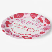 Oh Baby Pink Red Sweethearst Baby Dusche Pink Pappteller (Schrägansicht)