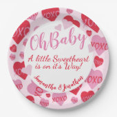 Oh Baby Pink Red Sweethearst Baby Dusche Pink Pappteller (Vorderseite)