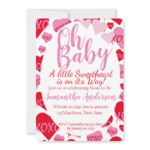 Oh Baby Pink Red Sweethearst Baby Dusche Weiß
