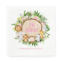 Oh Baby Pink Safari Jungle Watercolor Babydusche