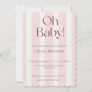Oh Baby Pink Stripe Baby-Einladung Einladung