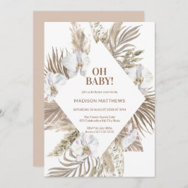 Oh Baby Pink & Tan Boho Floral Baby Dusche Einladung