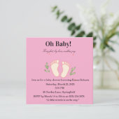 Oh Baby Pink Tiny Feet Girl Baby Shower Invitation Einladung (Stehend Vorderseite)