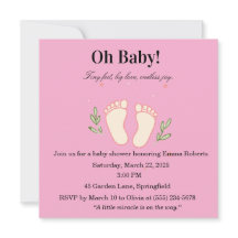 Oh Baby Pink Tiny Feet Mädchen Baby Shower Einladu