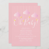 Oh Baby Pink Twinkle Twinkle Baby Dusche/Sprinkle Einladung (Vorne/Hinten)