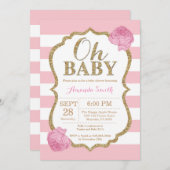 Oh Baby Pink und Gold Baby Dusche Einladung (Vorne/Hinten)