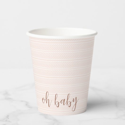 Oh Baby Pink und White Herringbone Cup Pappbecher (Vorderseite)