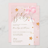 Oh Baby Pink Unicorn Kinderdusche Einladung (Vorne/Hinten)