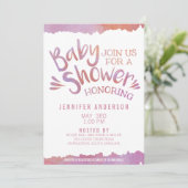 Oh Baby Pink Watercolor Babydusche Einladung (Stehend Vorderseite)