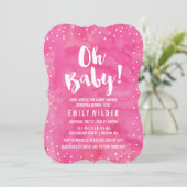 Oh Baby Pink Watercolor Babydusche Einladung (Stehend Vorderseite)