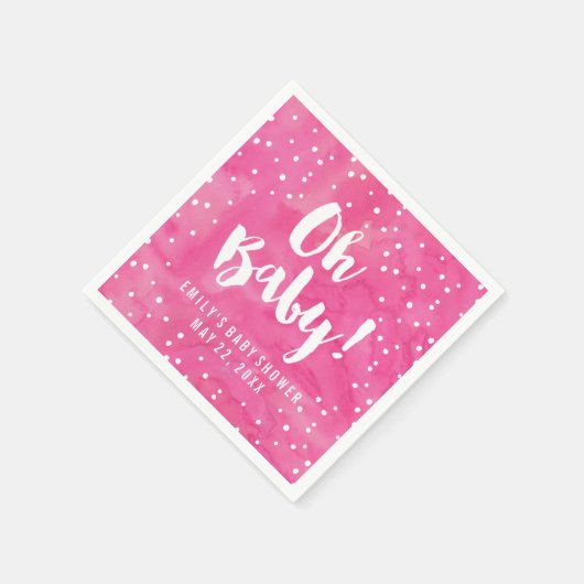 Oh Baby Pink Watercolor Babydusche Serviette (Ecke)