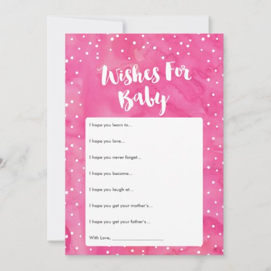 Oh Baby Pink Watercolor Babydusche Wünsche Karte (Vorderseite)