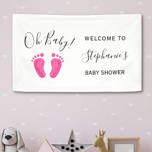 Oh Baby Pink Willkommensdusche Banner