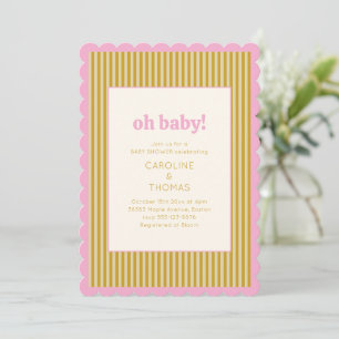 Oh Baby Pinke Jakobsmuschel Goldstreifen Babyparty Einladung