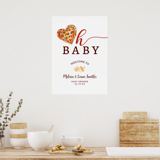 Oh Baby Pizza Baby Dusche Begrüßungszeichen - Fun  Poster (Küche)