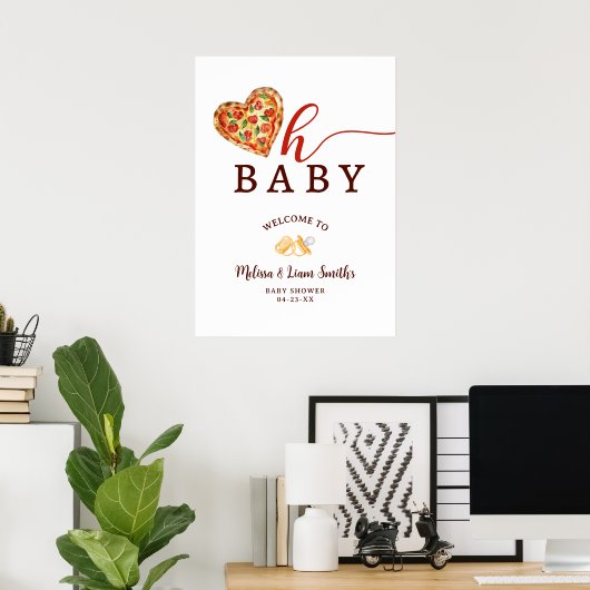 Oh Baby Pizza Baby Dusche Begrüßungszeichen - Fun Poster (Heimbüro)