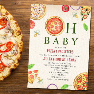 Oh Baby Pizza + Schnuller Baby Shower Einladung