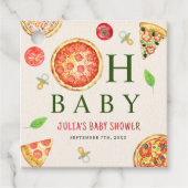 Oh Baby Pizza + Schnuller Babydusche Geschenkanhänger (Vorderseite)