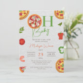 Oh Baby Pizza Schnullers chic Baby Shower Einladun Einladung (Stehend Vorderseite)