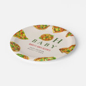 Oh Baby Pizza Tomaten Olivia Green Baby Dusche Pappteller (Schrägansicht)