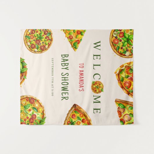 Oh Baby Pizza Tomaten Olivia Green Baby Dusche Wandteppich (Vorderseite (Horizontal))